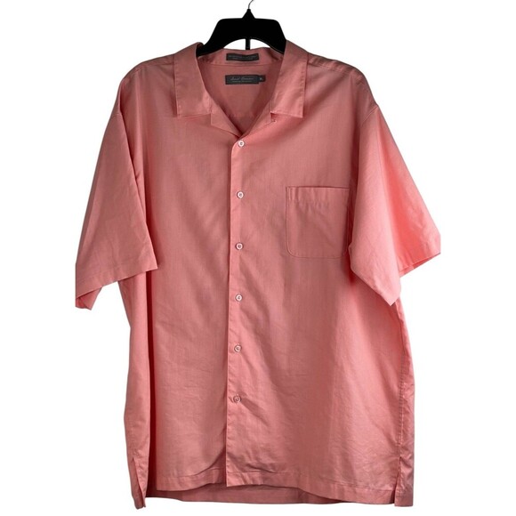 Daniel Cremieux Collection XL Short Sleeve Salmon Button Down Shirt Summer Beach - Picture 1 of 8